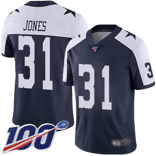 Men Dallas Cowboys Limited Navy Blue Byron Jones Alternate 31 100th Season Vapor Untouchable Throwback NFL Jersey